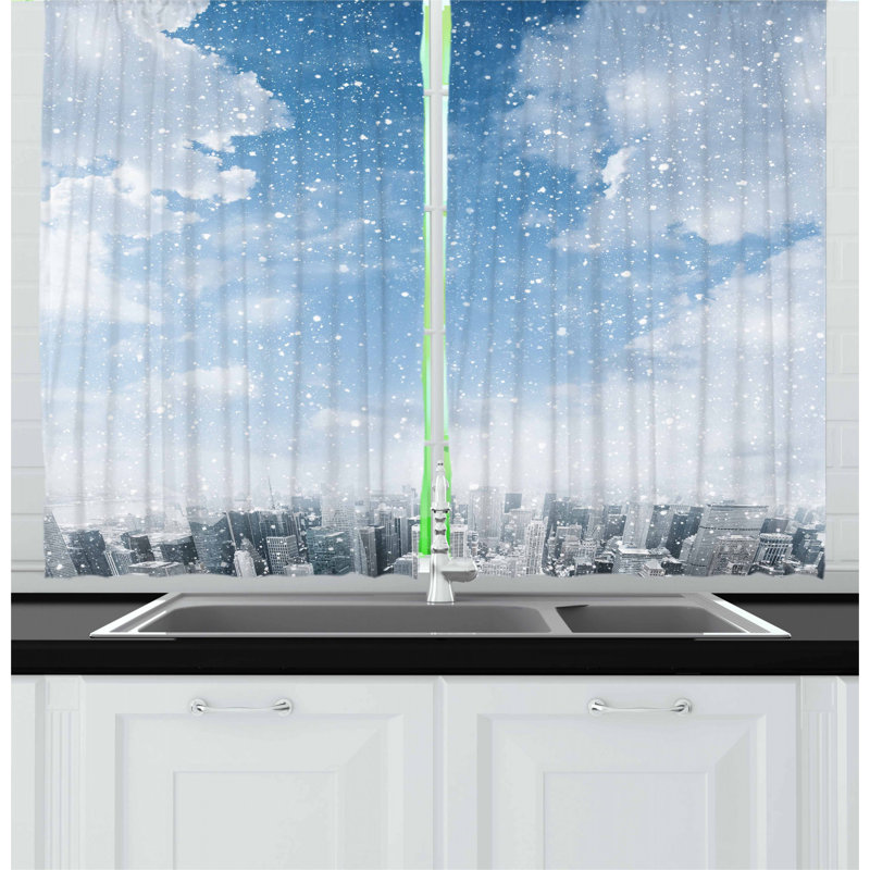 East Urban Home Winter 2 Piece Kitchen Curtain Wayfair