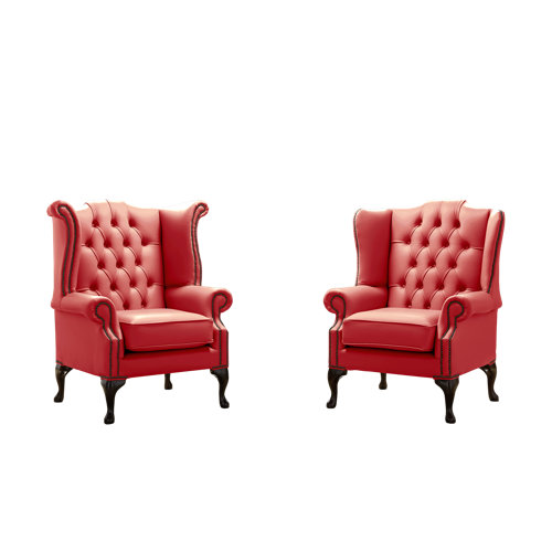Belfield 2 Piece Wingback Chair Set Astoria Grand Upholstery Colour: Crimson
