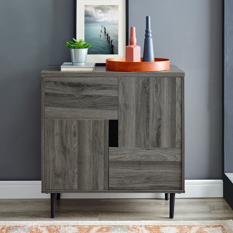gray wood accent cabinet