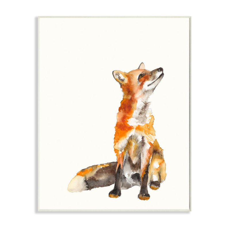 Stupell Industries Curious Fox Watercolor Orange Animal By