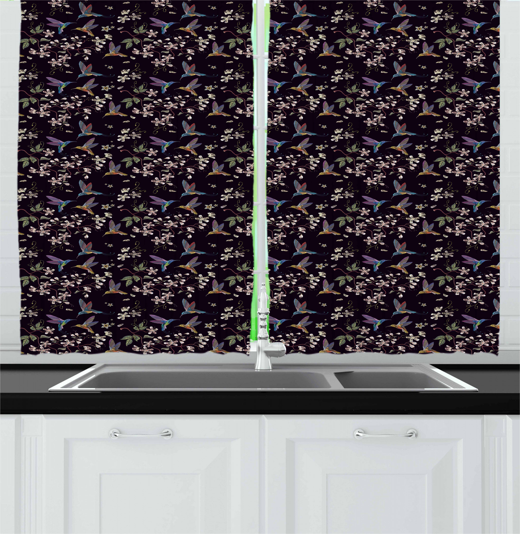 East Urban Home Cherry Blossom Kitchen Curtain Wayfair