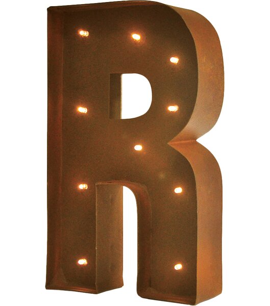 21" Letter B PLUG-IN or BATTERY LED Rustic Vintage Metal Marquee Light Up Sign 