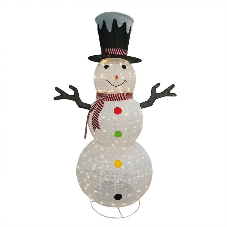 Festive Snowman & Glitter Bubblelight Ceramic Holiday Light Up 8" Decoration NIB 