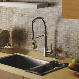 VIGO Brant Single Handle Pull-Down Spray Kitchen Faucet with Soap Dispenser