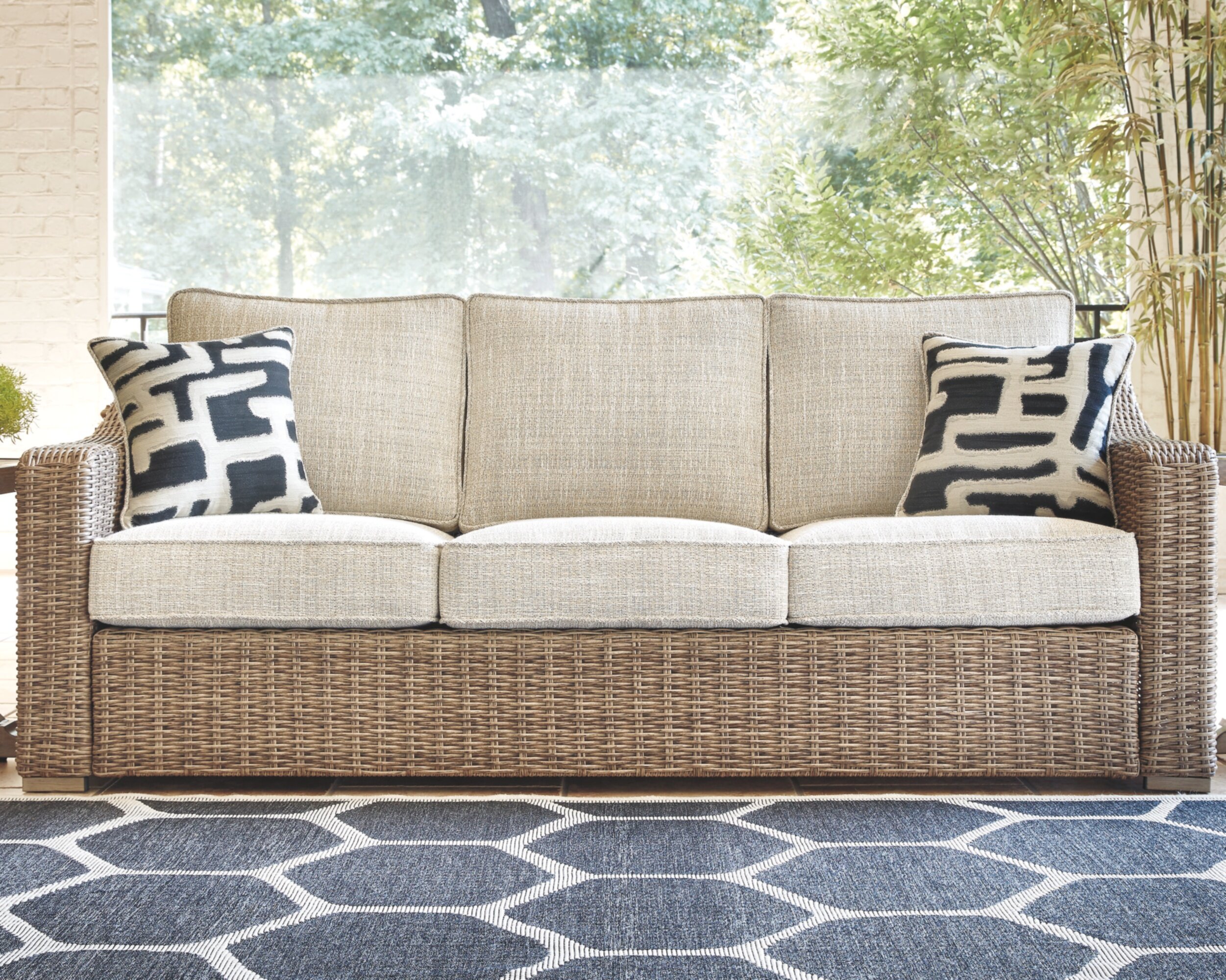 Wicker Couch Cushions : Eldridge Wicker Patio Sofa With Sunbrella