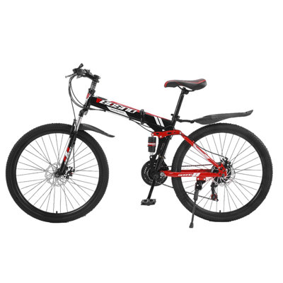 26 Inch Full Suspension Mountain Bike 21 Speed Folding Bike Non-Slip Bike lemon grass