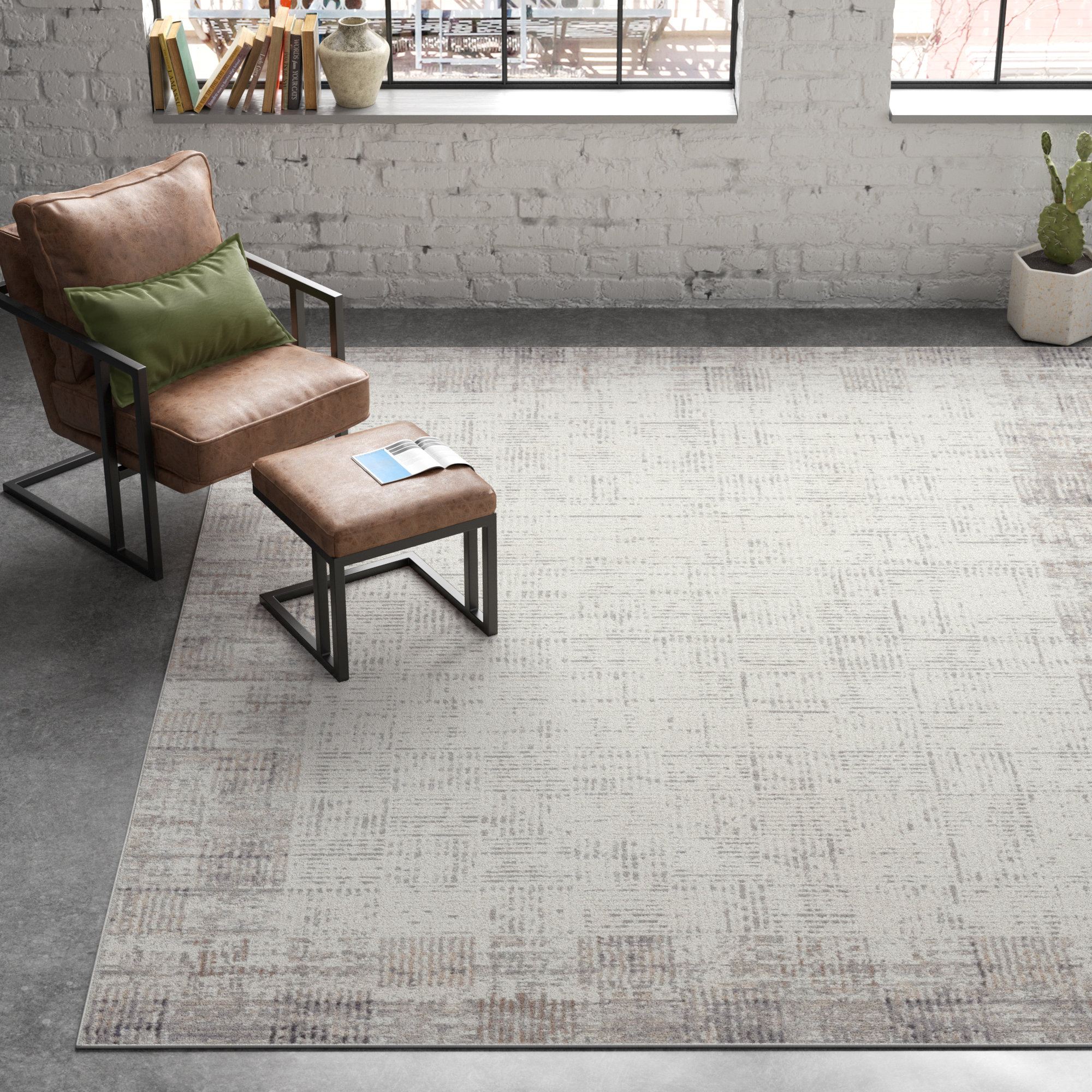 Steelside™ Alyse Power Loom Gray/Ivory Rug & Reviews Wayfair