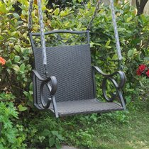 black resin wicker porch swing