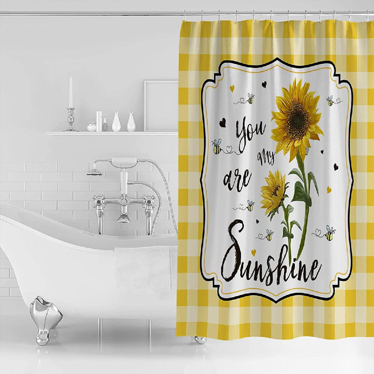 71" You Are My Sunshine Shower Curtain Sets Sunflowers Bee for Bathroom Decor 