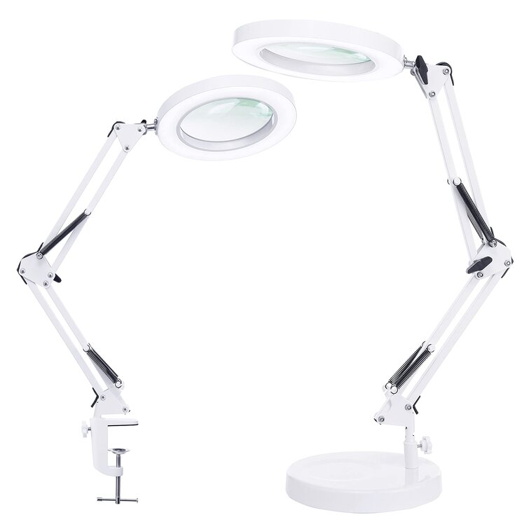 5X Magnifier Glass LED Desk Lamp with Light Stand Clamp Beauty Magnifying Lamp