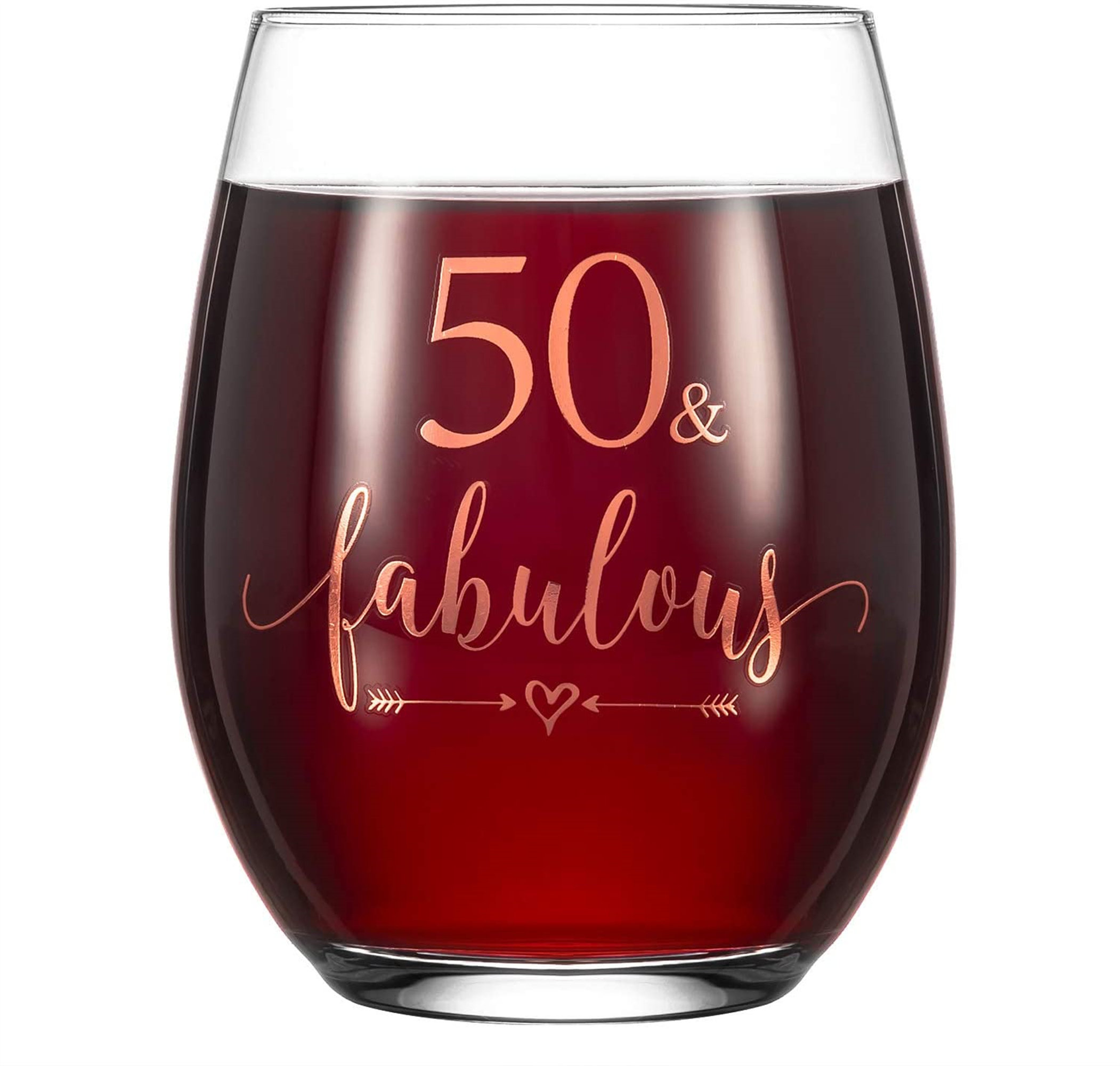17 oz Stemless Wine Glass Funny Fabulous 50 50th Birthday 