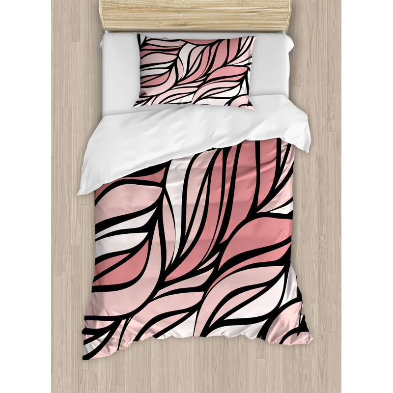 Ambesonne Coral Digital Curving Mix Twisted Forms With Tangled
