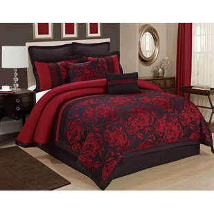New Red Black 10 Piece Queen Size Comforter Set Sheets Bed Skirt Bedspread Shams New Red Black 10 Piece Queen Size Comforter Set Sheets Bed Skirt Bedspread Shams