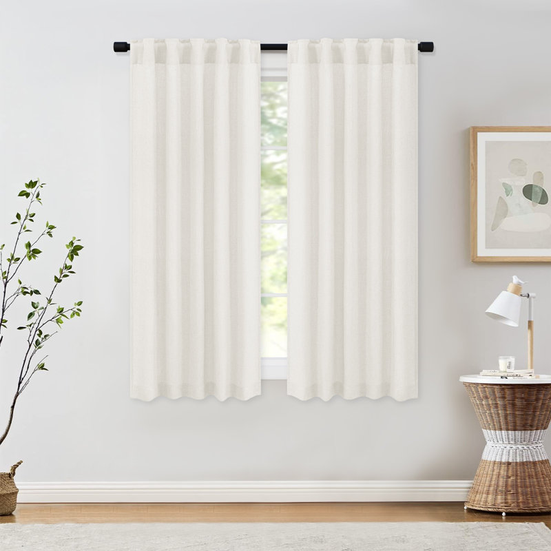 Toyoko Linen Blended Semi-Sheer Back Tab Curtain Pair Curtain Color: Natural, Size per Panel: 52" W x 63" L