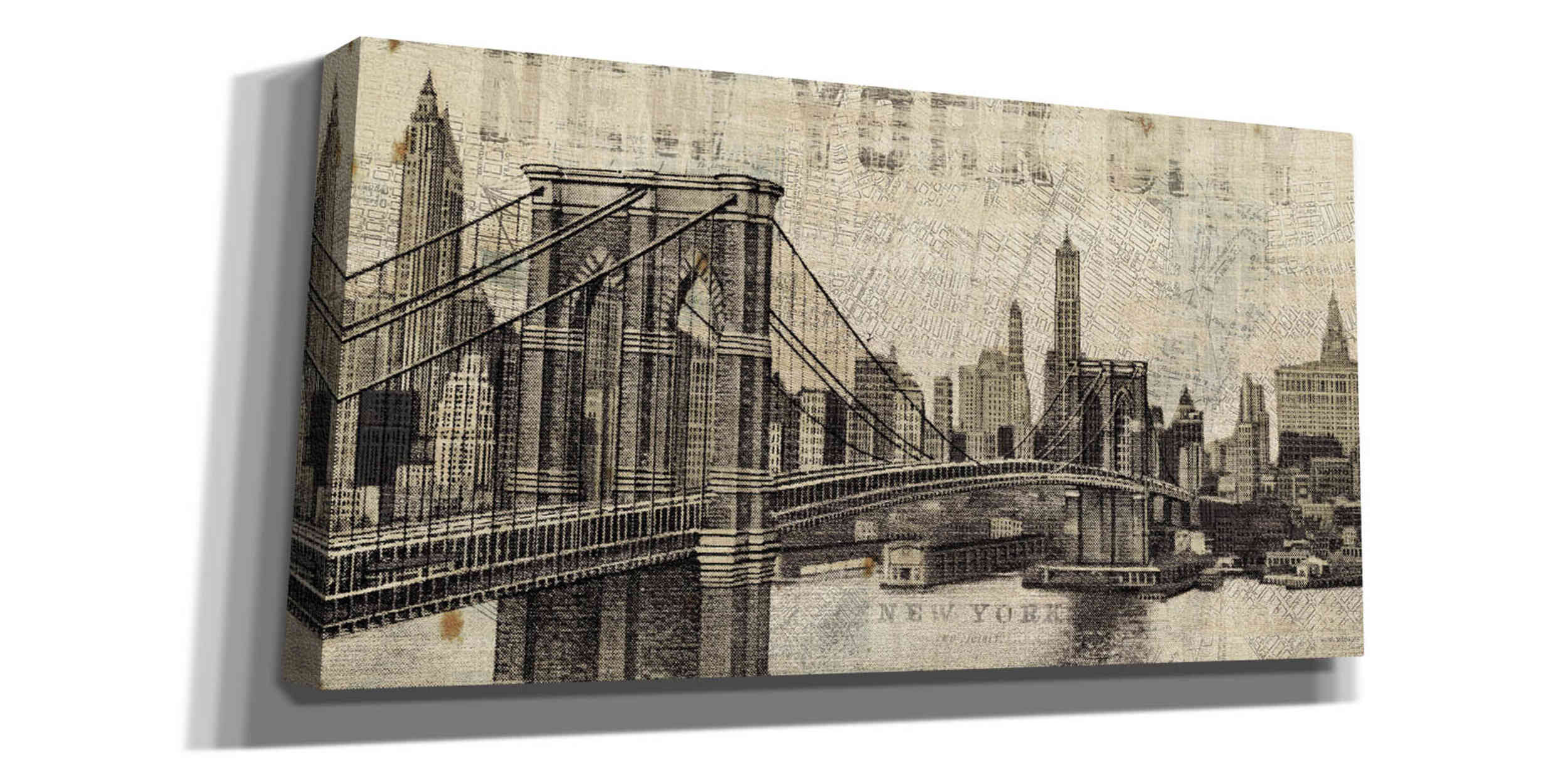 Red Barrel Studio® Vintage NY Brooklyn Bridge Skyline By Michael Mullan ...