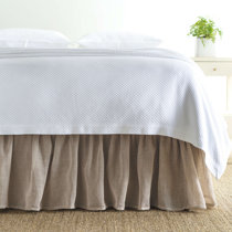 white linen bed skirt queen