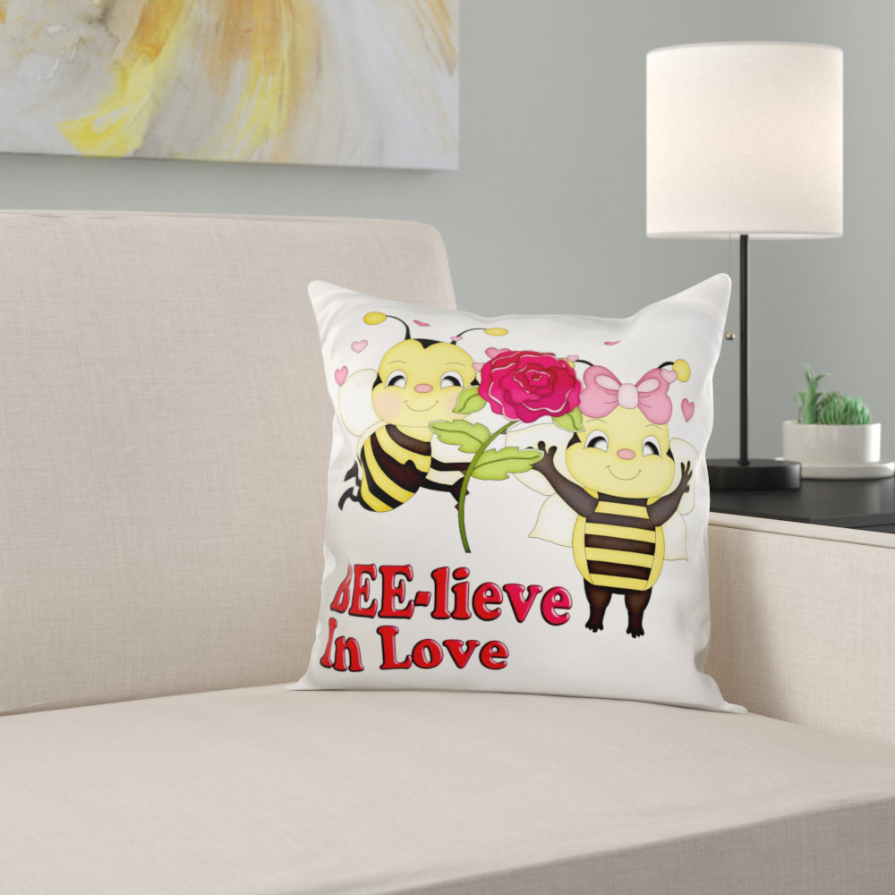 East Urban Home Cute Believe In Love Bumble Bees Valentine Pillow Cover Wayfair