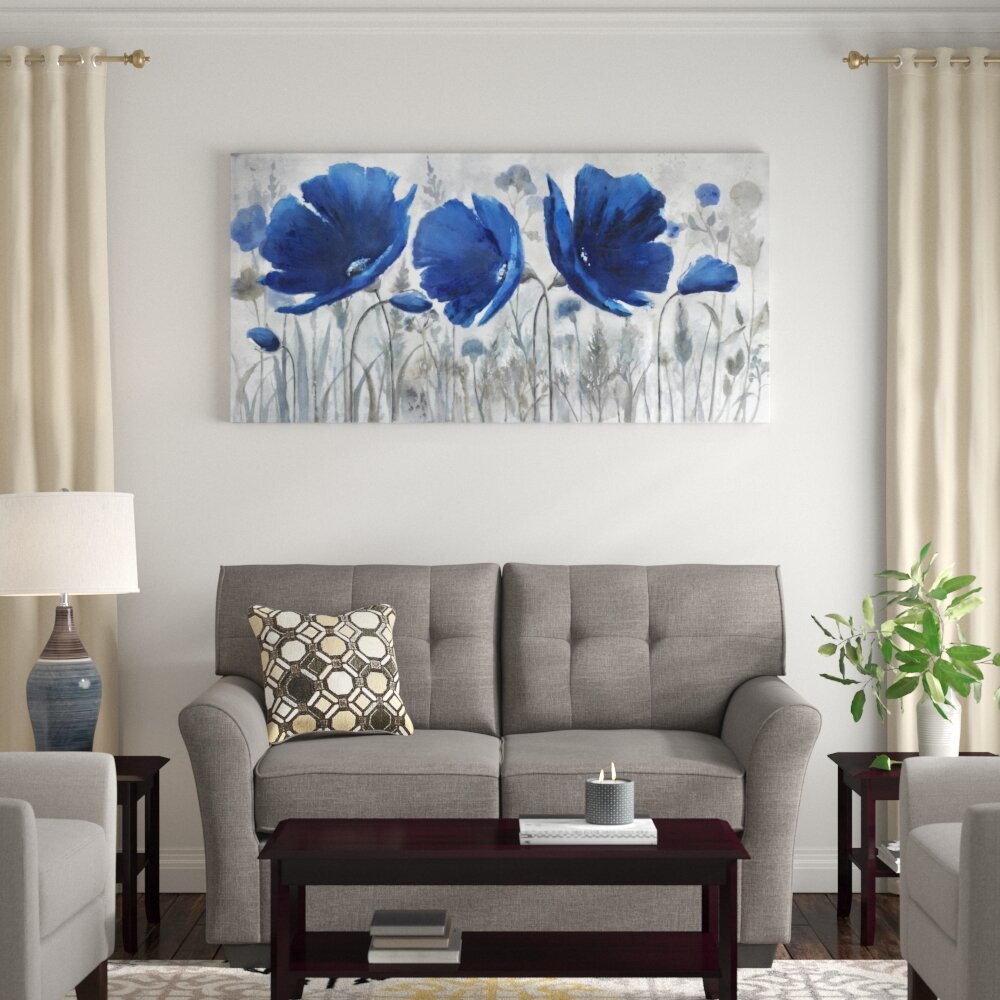Winston Porter Blue Florals by Anastasia C - Painting on Canvas ...