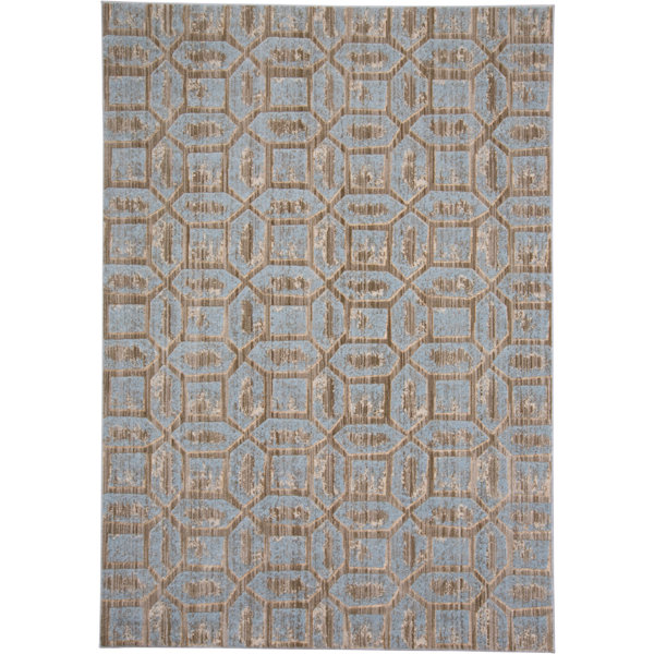 Feizy Milton Geometric Power Loom Cotton Blue Brown Area Rug Reviews Perigold