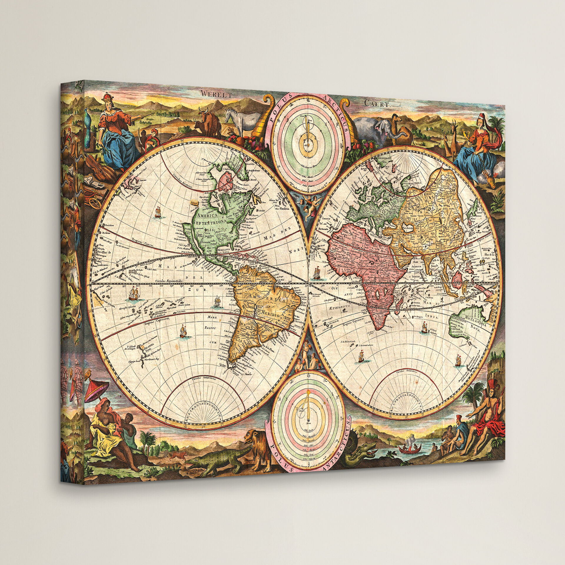 Map Of The World Daniel World Menagerie '1730 Map of the World' by Daniel Stoopendaal 