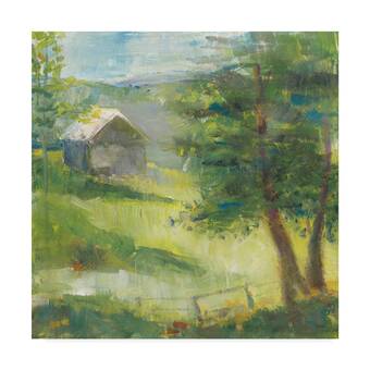 Charlton Home Grey Barnscape Acrylic Painting Print On Wrapped