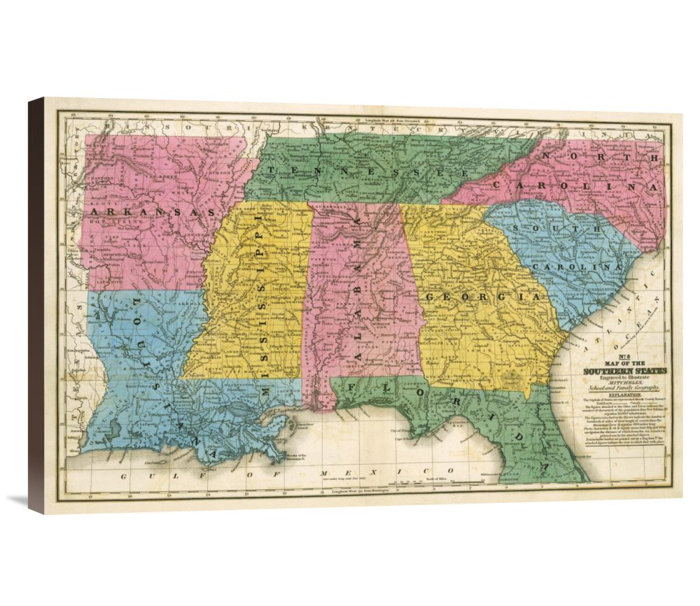 Global Gallery 'Map of the Southern States, 1839' by ...