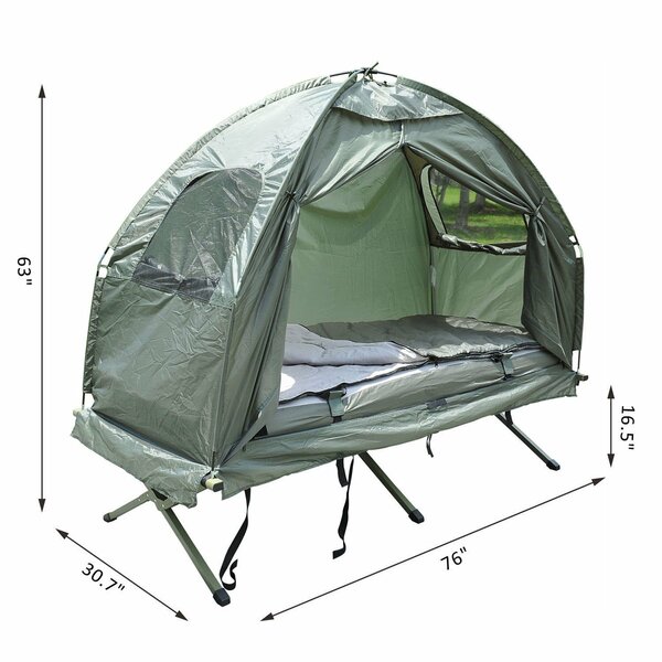 Deluxe 4-in-1 Compact Folding Dome Shelter Tent with Sleeping Bag Air Mattress Pillow