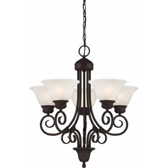 Red Barrel Studio Amee 5 Light Shaded Wagon Wheel Chandelier Reviews Wayfair