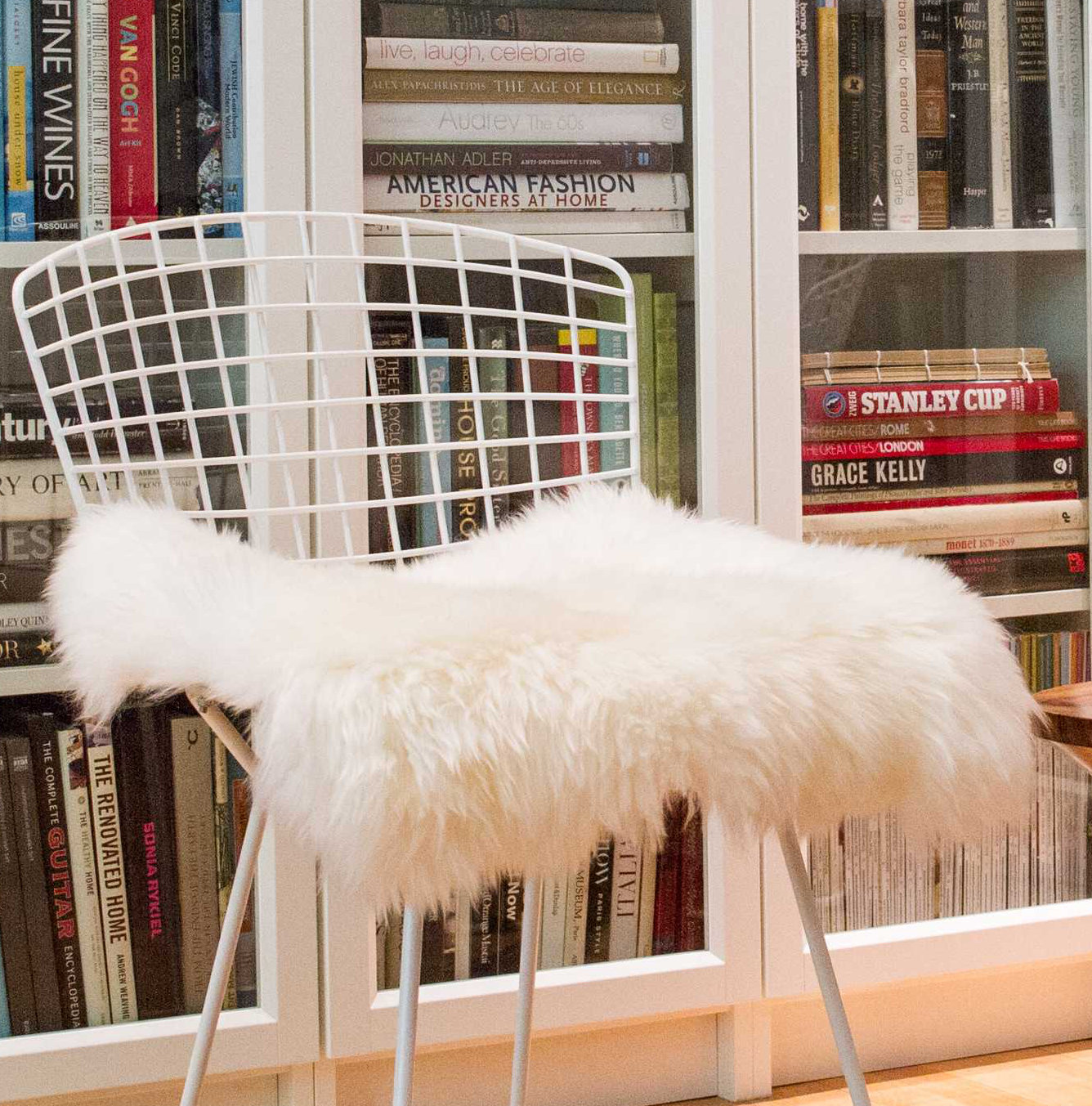sheepskin on dining chairs