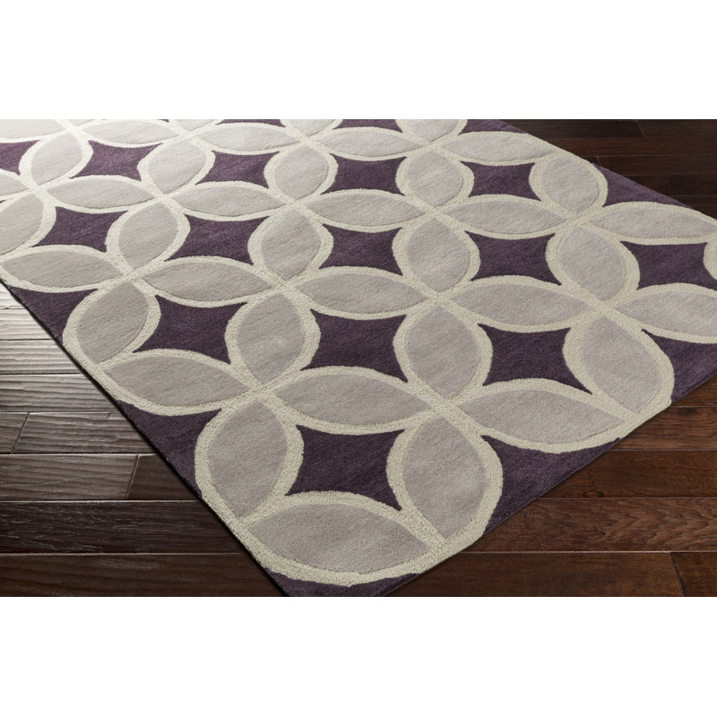 Latitude Run Kroeker Geometric Handmade Tufted Purple Area Rug Wayfair