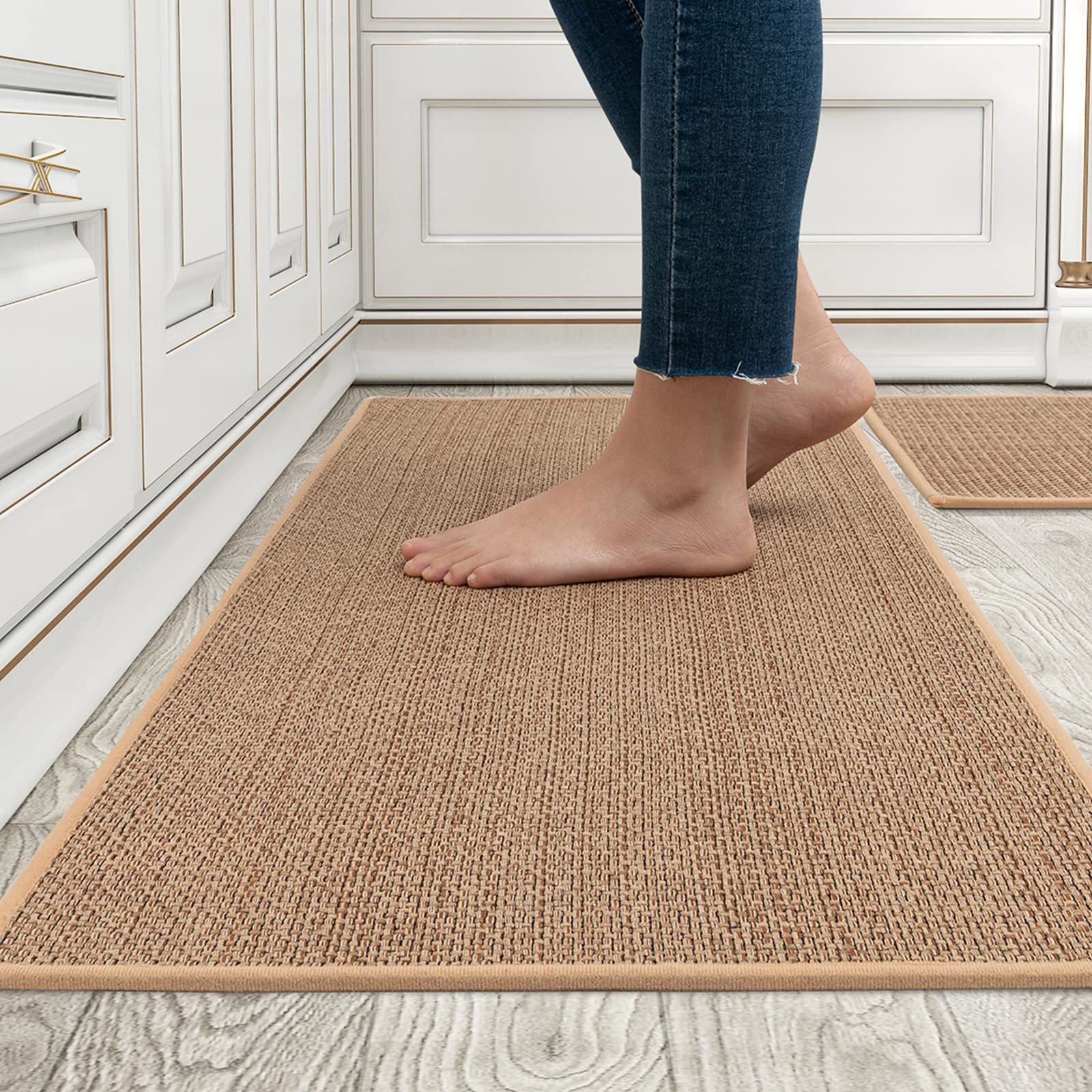 Kitchen Rugs And Mats Washable 2 Pcsnon Skid Natural Rubber Kitchen Mats For Floor Runner Rugs Set For Kitchen Floor Front Of Sink Hallway Laundry Room 