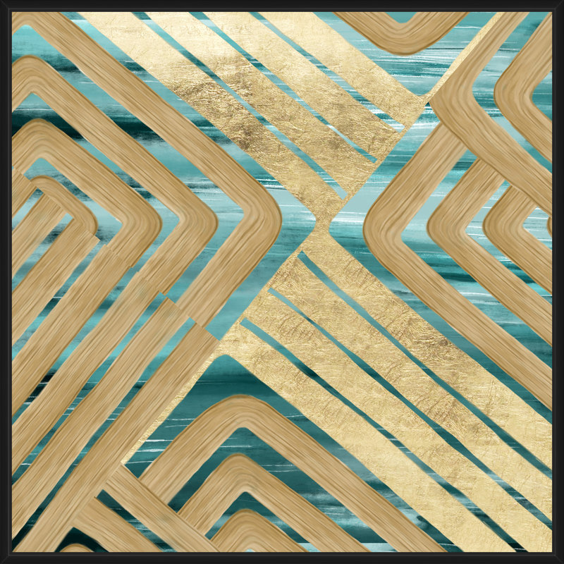 Jbass Grand Gallery Collection Teal And Gold Trace Ii Painting