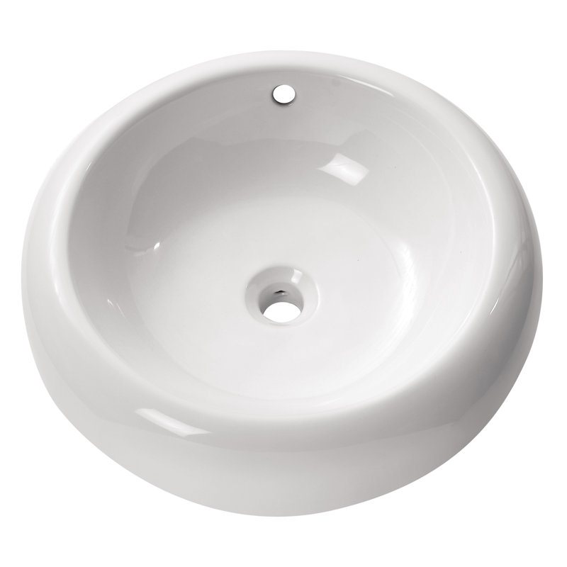 CVE500RD Ceramic Circular Vessel Bathroom Sink with Overflow