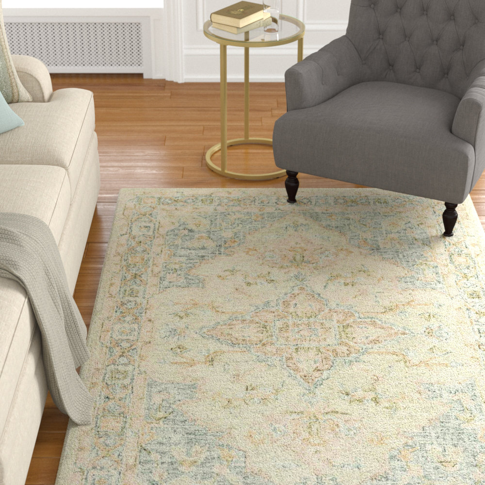 Charlton Home Fitzwater Hand Hooked Wool Seafoam Green Spa Area Charlton Home Fitzwater Hand Hooked