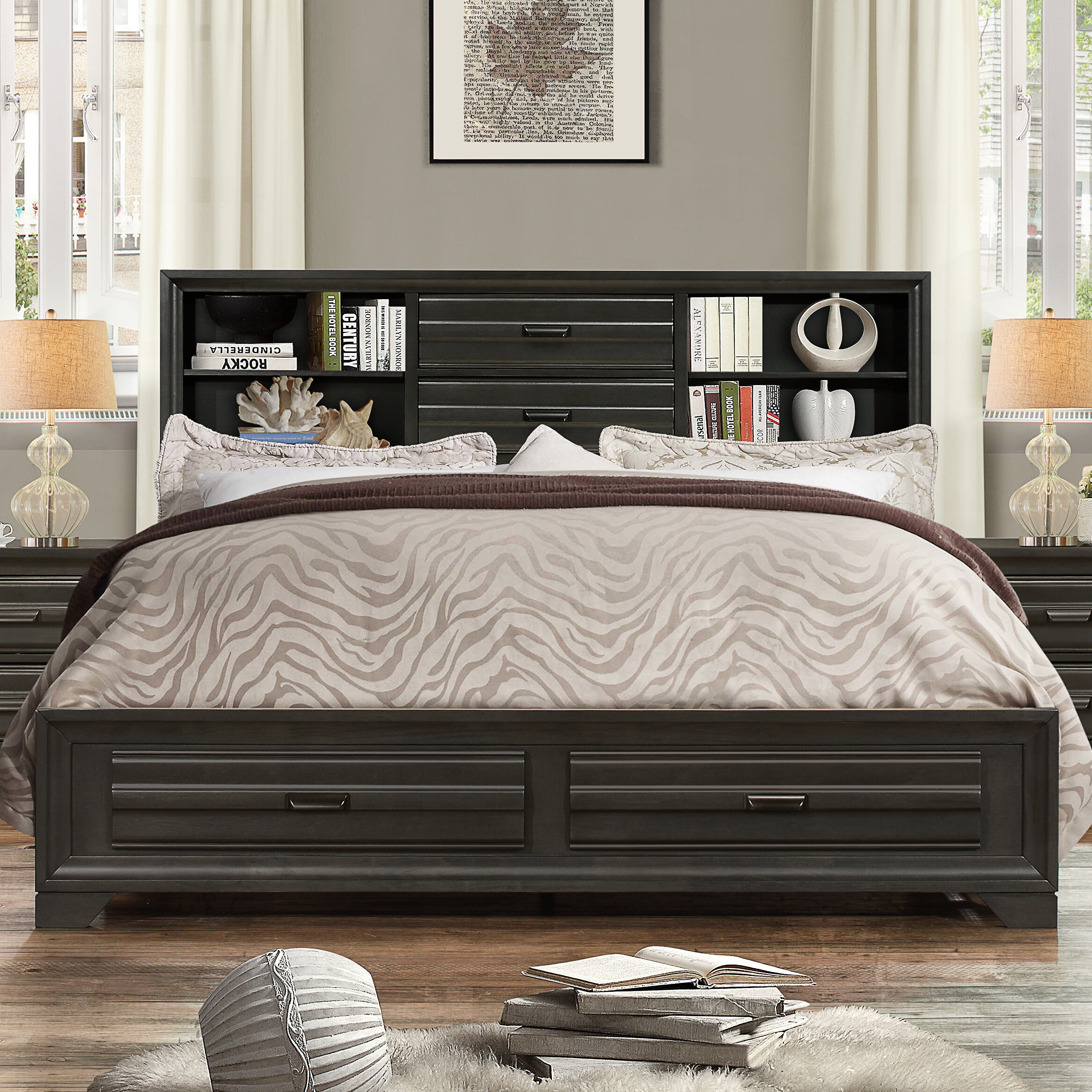 Blasco Wood Storage Platform Bed