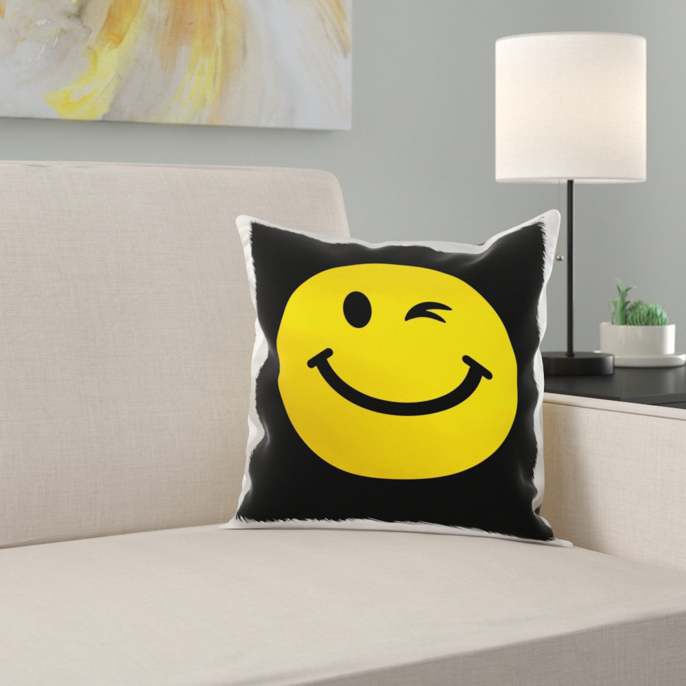 East Urban Home Winking Smiley Face Pillow Cover Wayfair