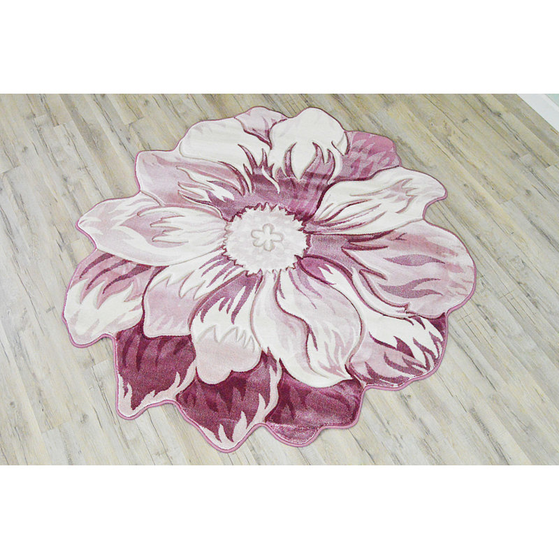 Winston Porter Tato Flowers 3d Effect Rose Botanical Pink Area Rug