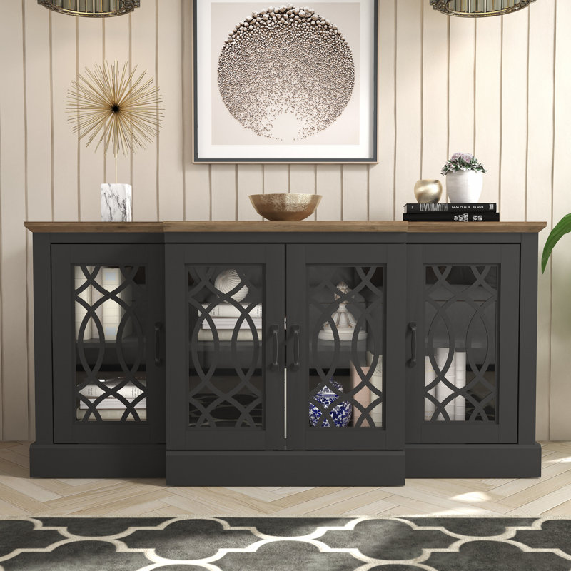 Allivia Wide Accent Sideboard Color: Black/Knotty Oak