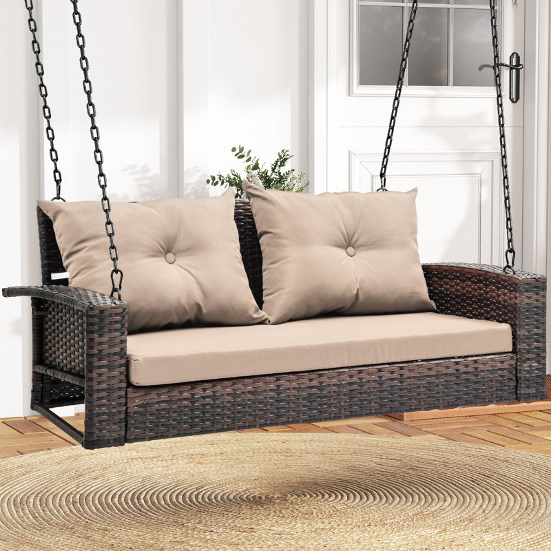 Cathy Porch Swing Outdoor Swing Color: Brown, Cushion Color: Brown
