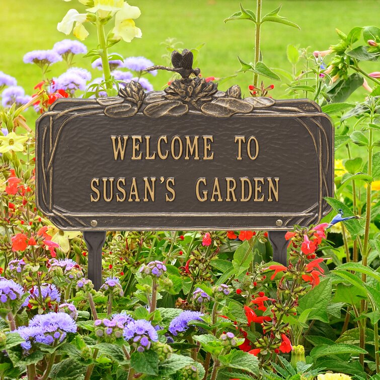 garden sign personalised fairy welcome wood