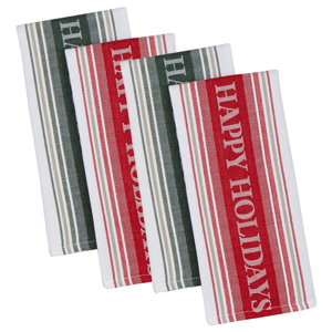 4 Piece  Happy Holidays Dishtowel Set (Set of 4)