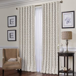 Jessie Geometric Semi-Sheer Thermal Rod Pocket Single Curtain Panel