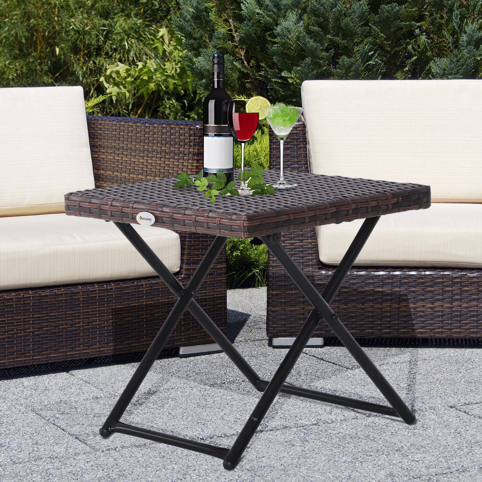 Outsunny Garden Folding Wicker Coffee Table Wayfair Ca