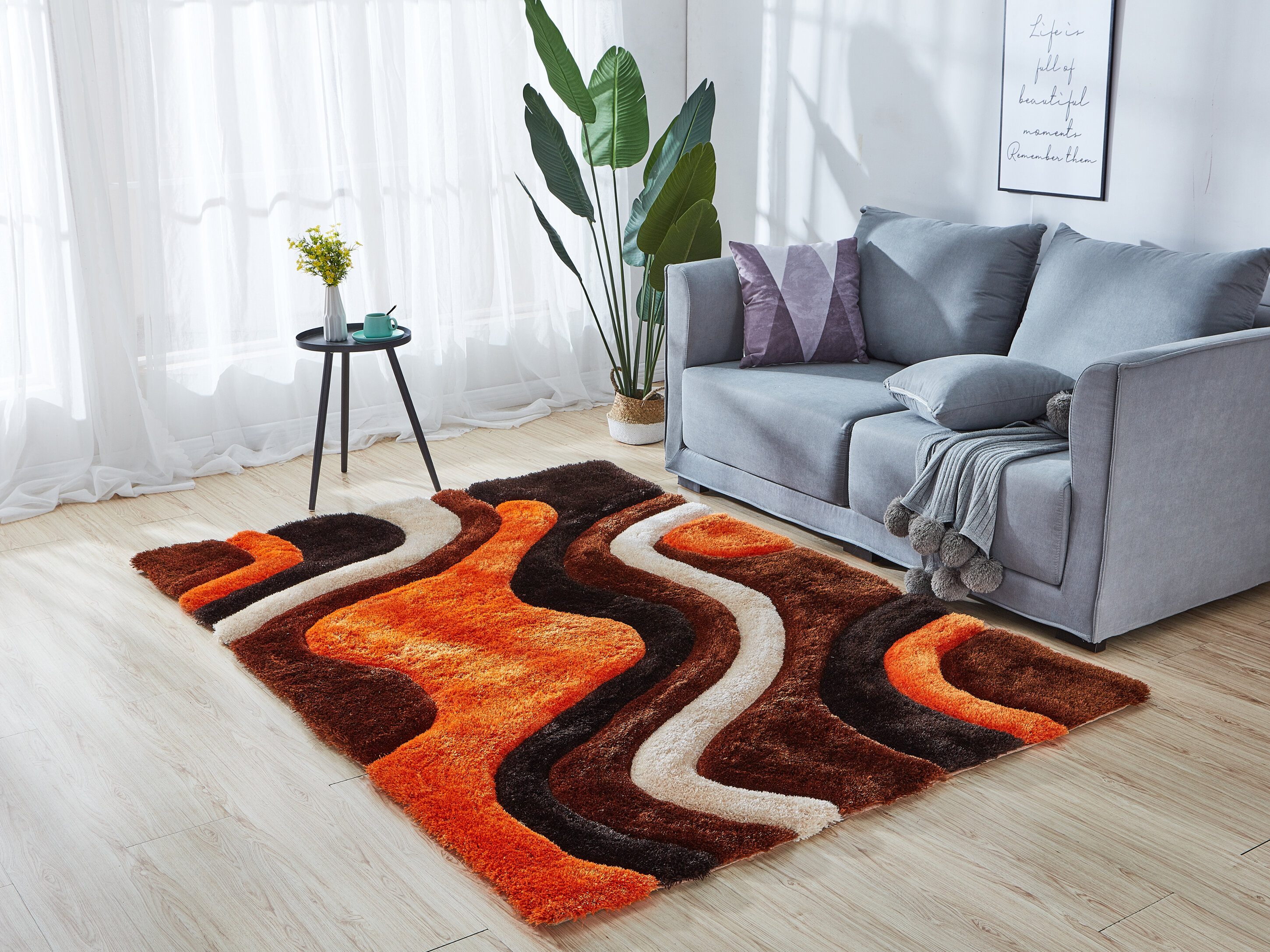 Orren Ellis Kadir Abstract Handmade Shag Orange Brown Area Rug Wayfair