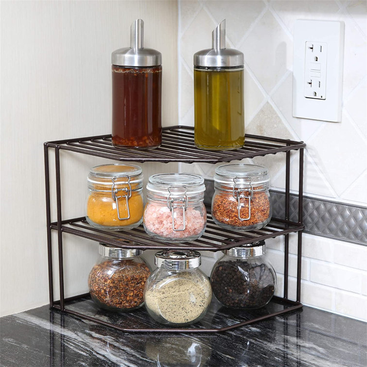 Smart Design 3-Tier Kitchen Corner Shelf Rack - Steel Metal Wire - Rust  Resistant - Plates, Dishes, Cabinet & Pantry Organizer - Kitchen  Organization
