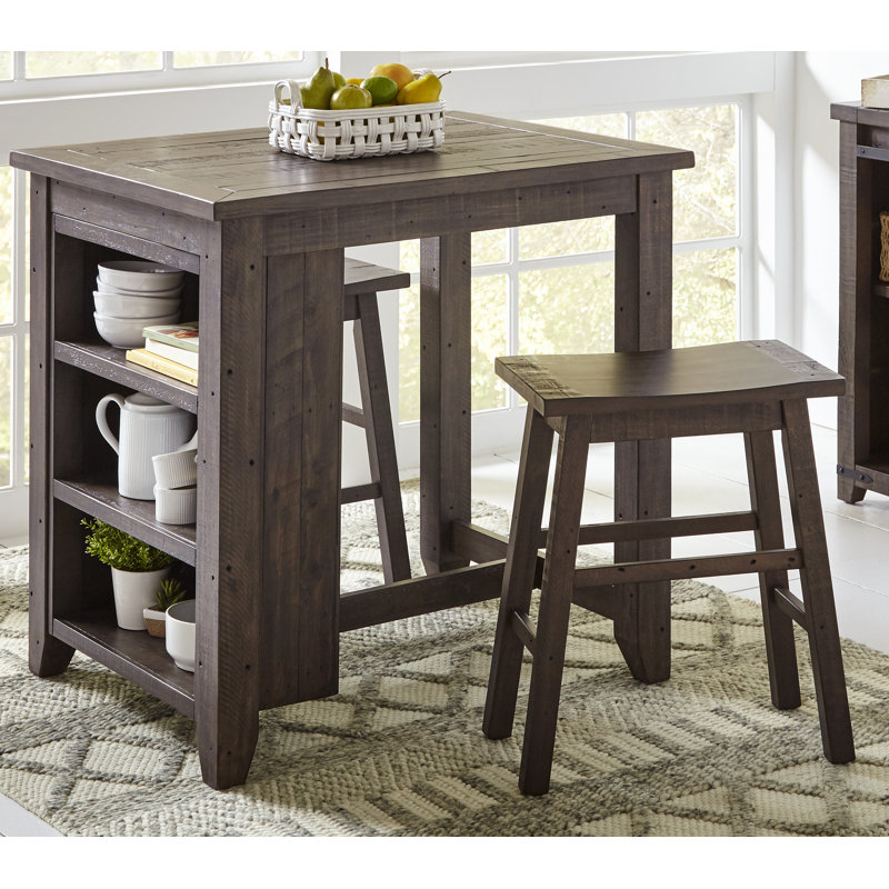 Gracie Oaks Westhoff 3 Piece Counter Height Pine Dining Set Reviews Wayfair