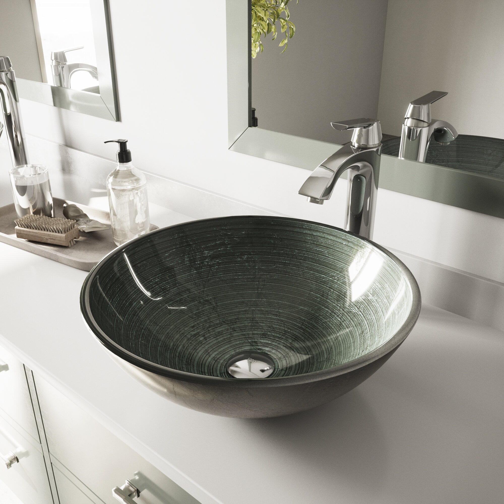 Details about   Bathroom Tempered Glass Basin Vessel Sink Bowl  Mixer Faucet Tap Drain Combo Set 