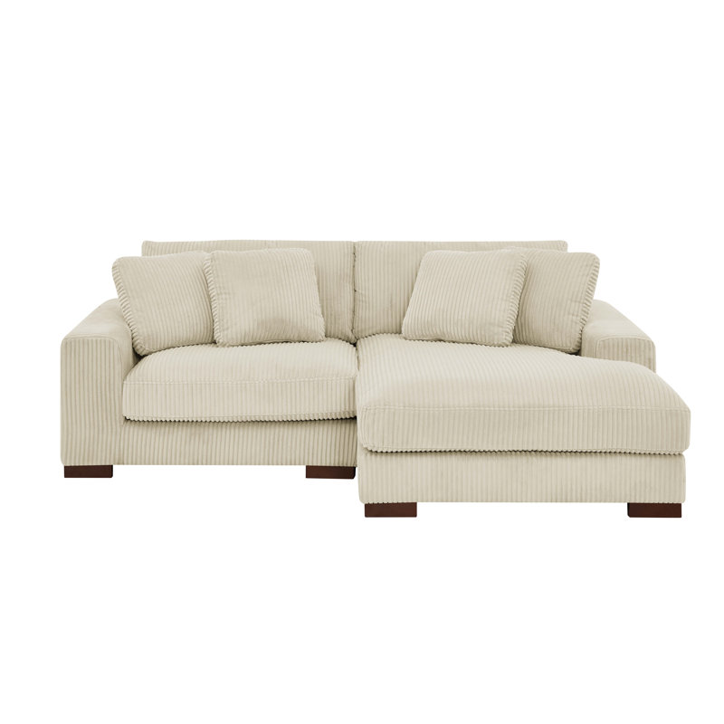 (Incomplete only Laf Chaise ) Flaubert Gwendoly 89.5" Wide Sofa and Chaise Body Fabric: Beige Corduroy, Orientation: Left Hand Facing