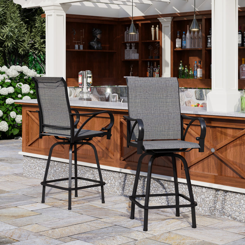 Alyne 29" Patio Bar Stool Color: Dark Gray