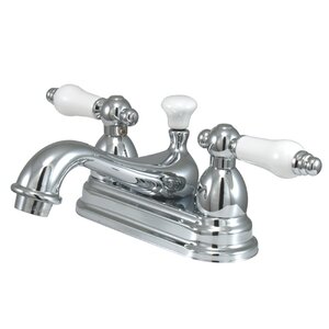 Restoration Double Handle Centerset Bathroom Sink Faucet with Brass Pop-up